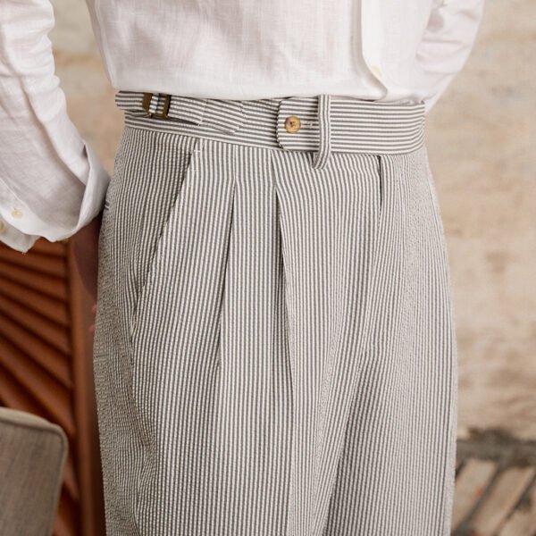 Striped High Waisted Straight Leg Pants Man P0364