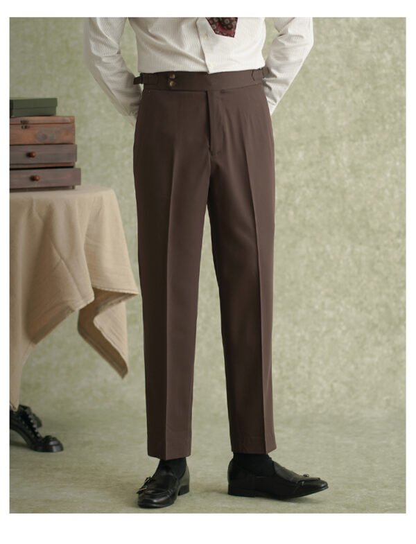 Solid Color Office Trousers Men High Waisted Suit Pants P0375 - Image 7