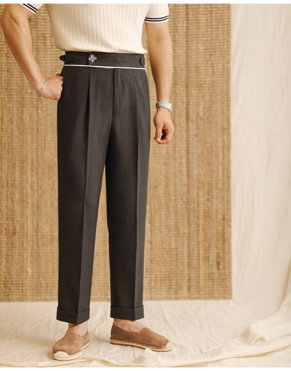 Straight Suit Pants For Men's High Waisted Trousers P0373 - Image 9