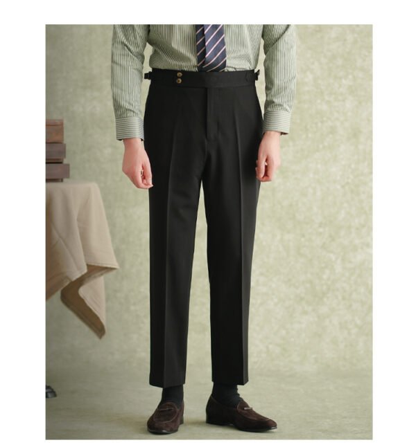 Solid Color Office Trousers Men High Waisted Suit Pants P0375 - Image 10