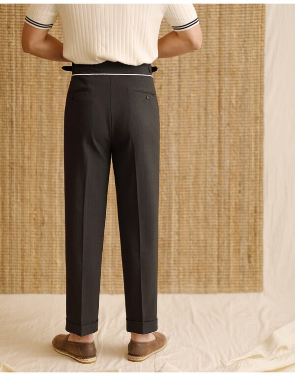 Straight Suit Pants For Men's High Waisted Trousers P0373 - Image 10