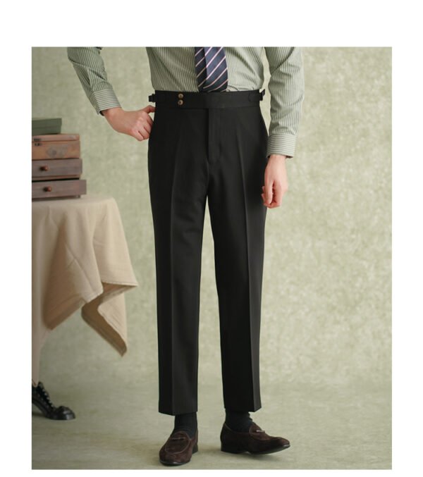 Solid Color Office Trousers Men High Waisted Suit Pants P0375 - Image 11