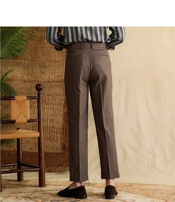 Cotton Linen High Waist Straight Leg Pant Formal Pant Men P0369 - Image 9