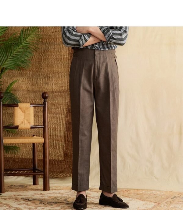 Linen Cotton Naples Straight Leg Pant man P0368 - Image 12