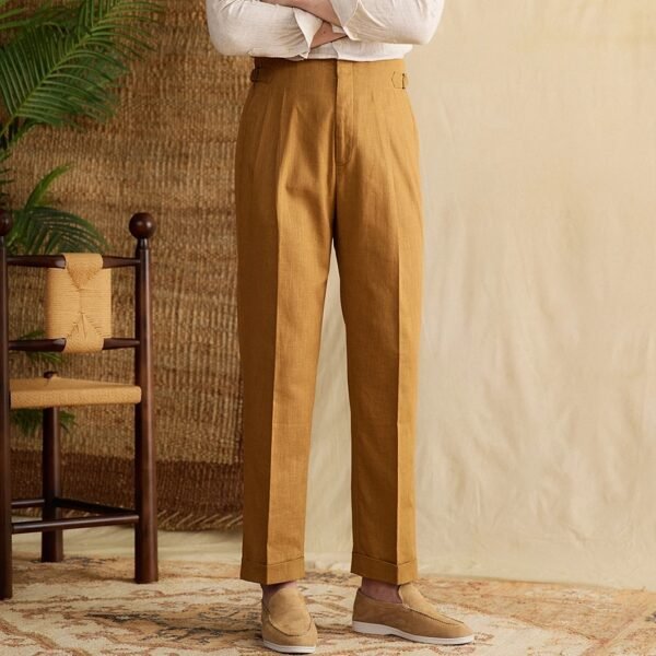 Linen Cotton Naples Straight Leg Pant man P0368 - Image 8