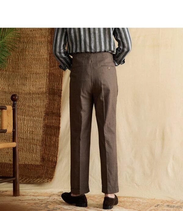 Linen Cotton Naples Straight Leg Pant man P0368 - Image 11