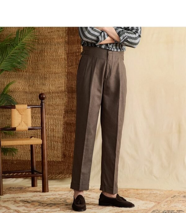 Linen Cotton Naples Straight Leg Pant man P0368 - Image 13