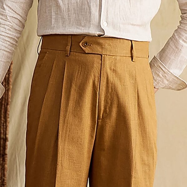 Cotton Linen High Waist Straight Leg Pant Formal Pant Men P0369