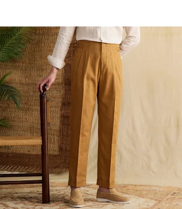 Linen Cotton Naples Straight Leg Pant man P0368 - Image 6