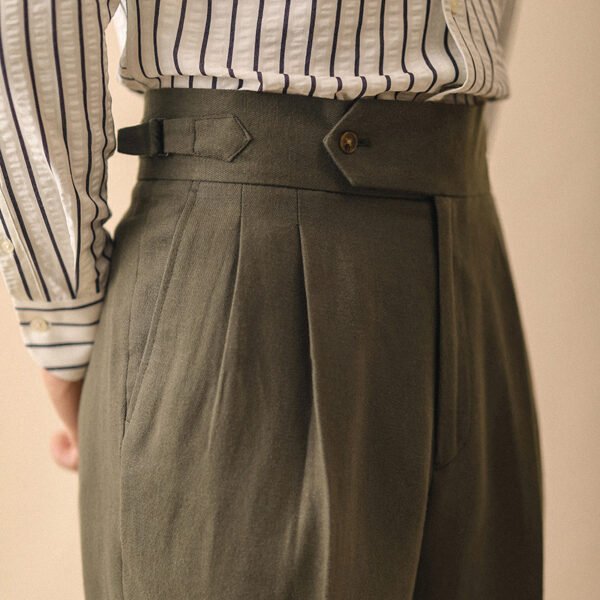 Linen High Waisted Straight Pant For Men P0371 - Image 10