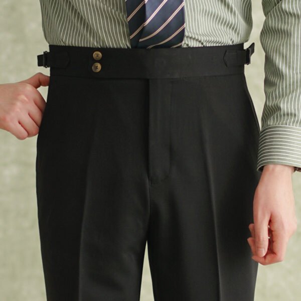 Solid Color Office Trousers Men High Waisted Suit Pants P0375 - Image 8