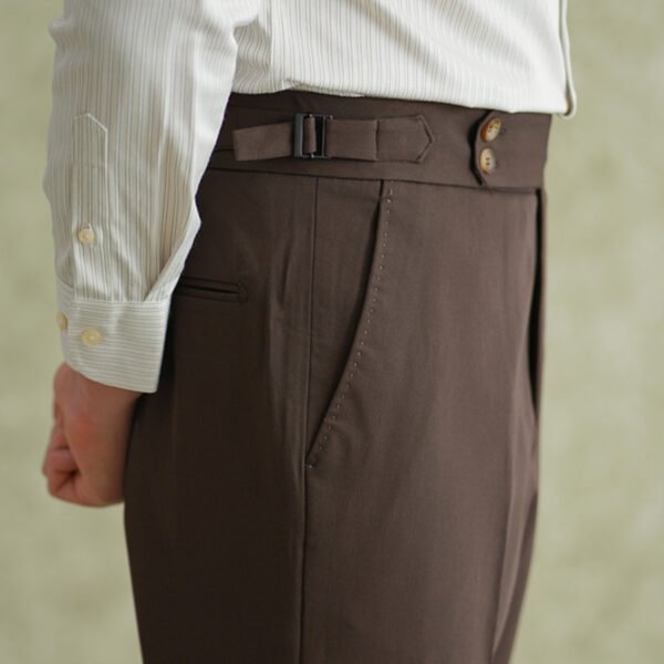 Solid Color Office Trousers Men High Waisted Suit Pants P0375 - Image 5