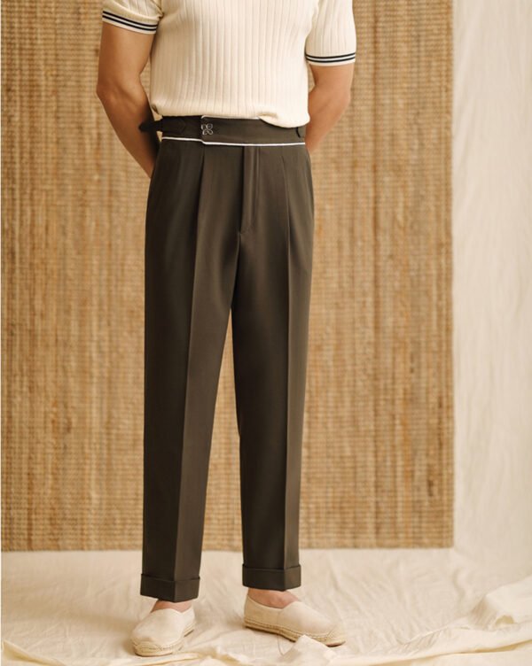 Straight Suit Pants For Men's High Waisted Trousers P0373 - Image 4