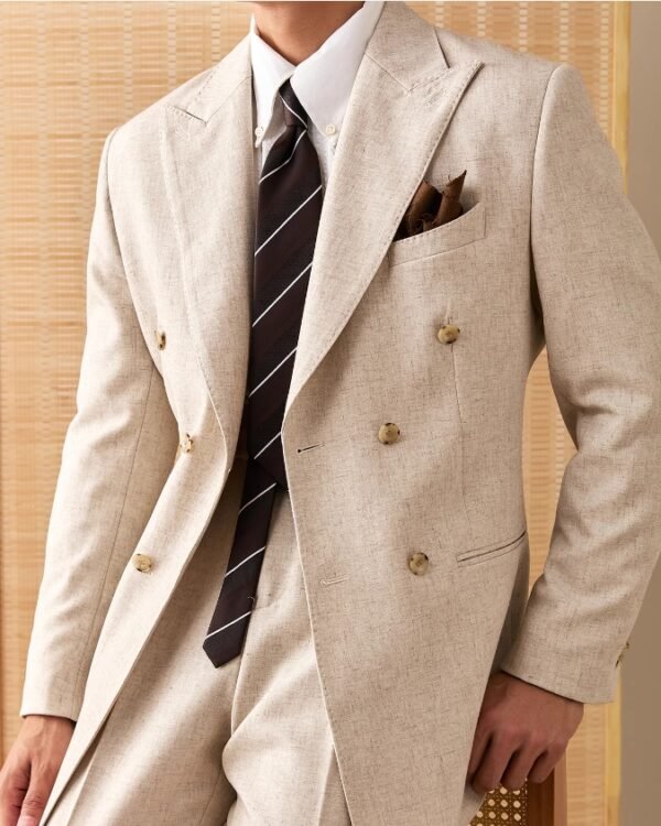 Linen Thin Suit Set for Men Summer Business P0386 - Image 3