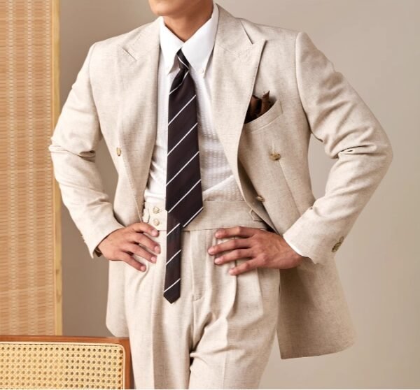 Linen Thin Suit Set for Men Summer Business P0386