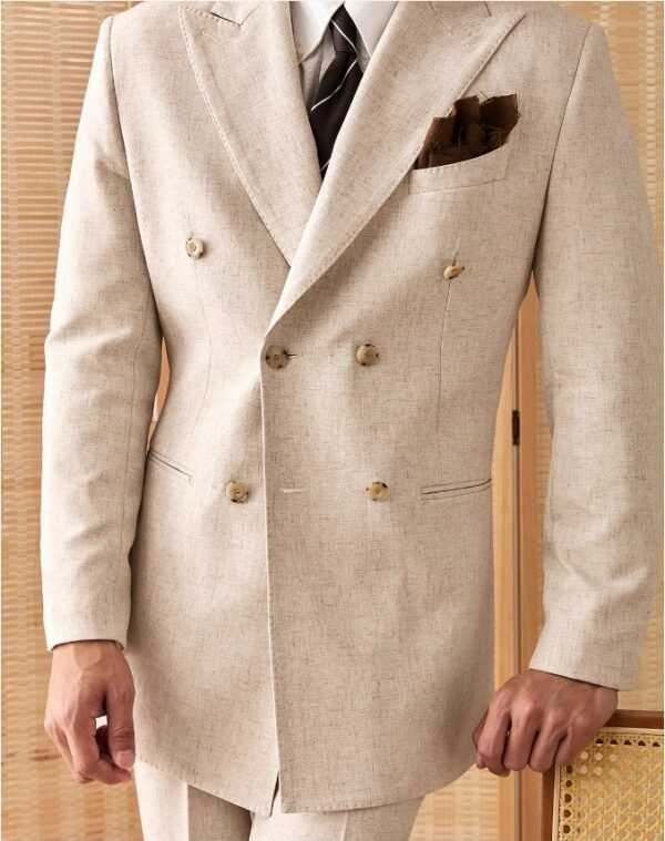 Linen Thin Suit Set for Men Summer Business P0386 - Image 4