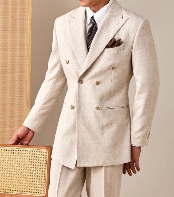 Linen Thin Suit Set for Men Summer Business P0386 - Image 7