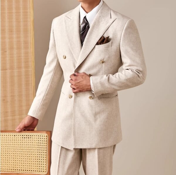 Linen Thin Suit Set for Men Summer Business P0386 - Image 6