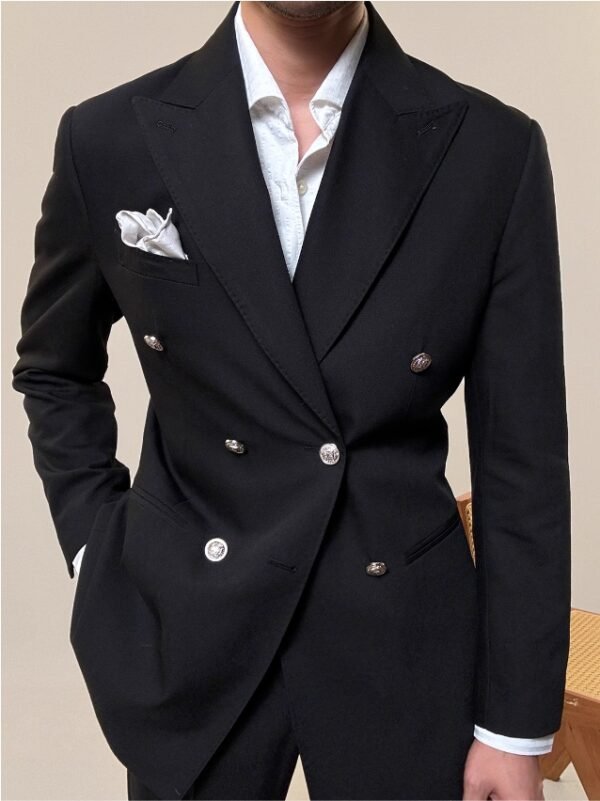 Wool Italian Breezer suit for men's business P0385 - Image 9