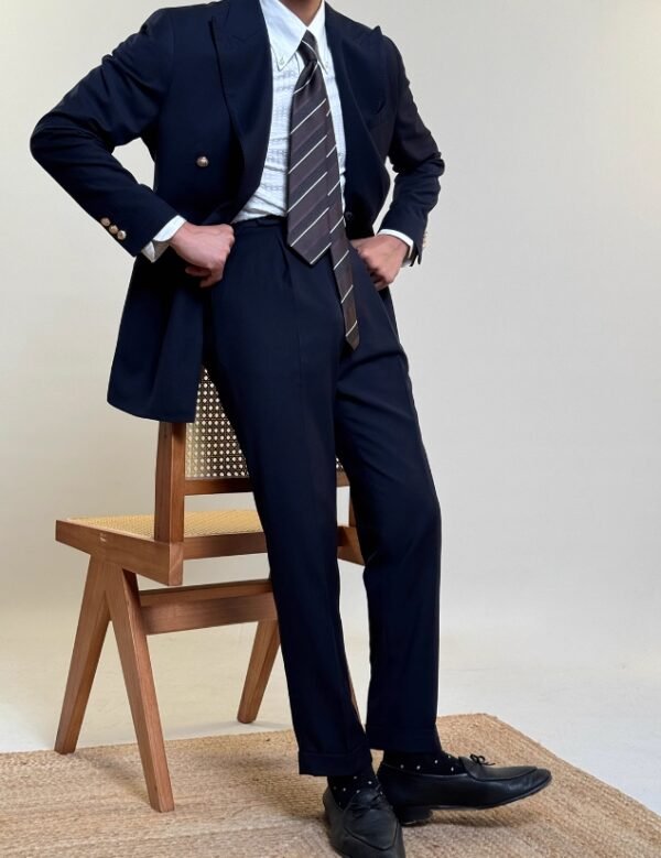 Wool Italian Breezer suit for men's business P0385 - Image 6