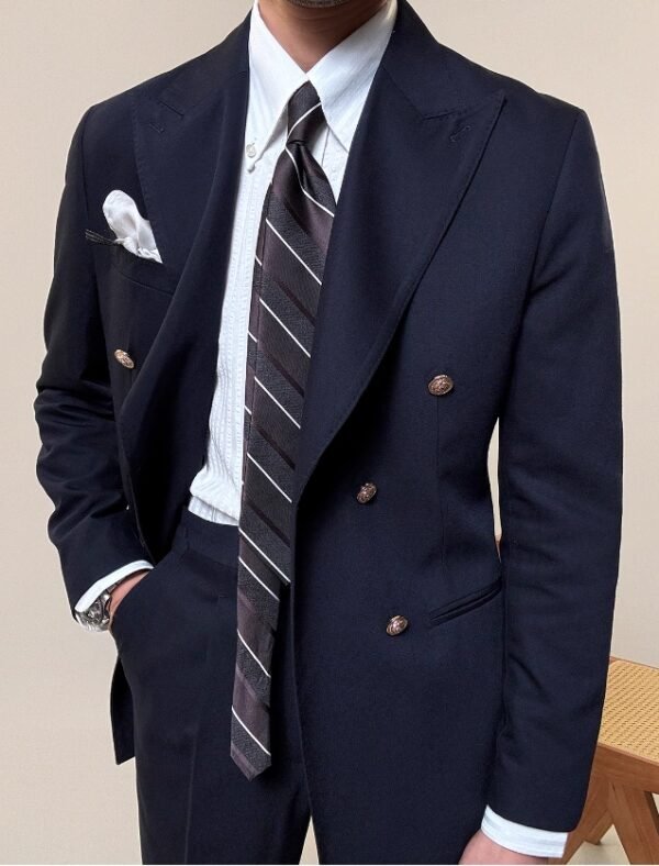 Wool Italian Breezer suit for men's business P0385 - Image 7