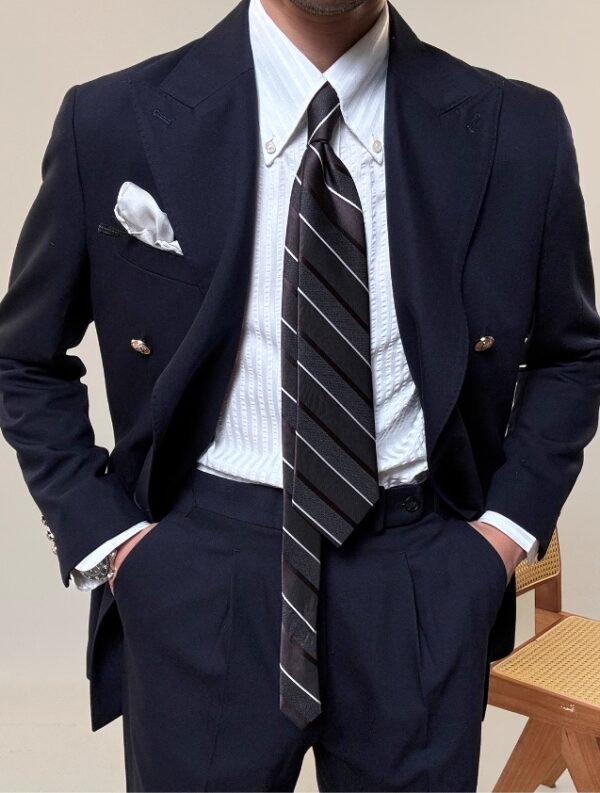 Wool Italian Breezer suit for men's business P0385 - Image 8