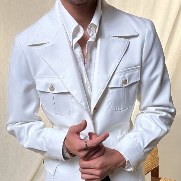 Casual Linen jacket for men's P0359 - Image 8